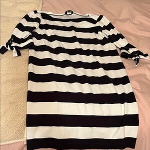 Ralph Lauren Navy Blue and White Striped Long Sleeve Dress
